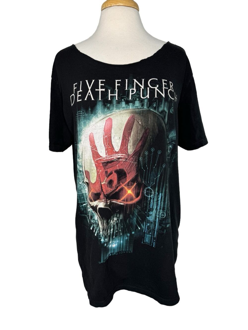 FIVE FINGER DEATH PUNCH Womens Relaxed Fit T-shirt Size Large XL Black FFDP